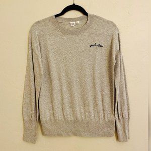 ✔  (SOLD) GAP Good Vibes Gray Long Sleeve Pull Over Sweater - Size Small